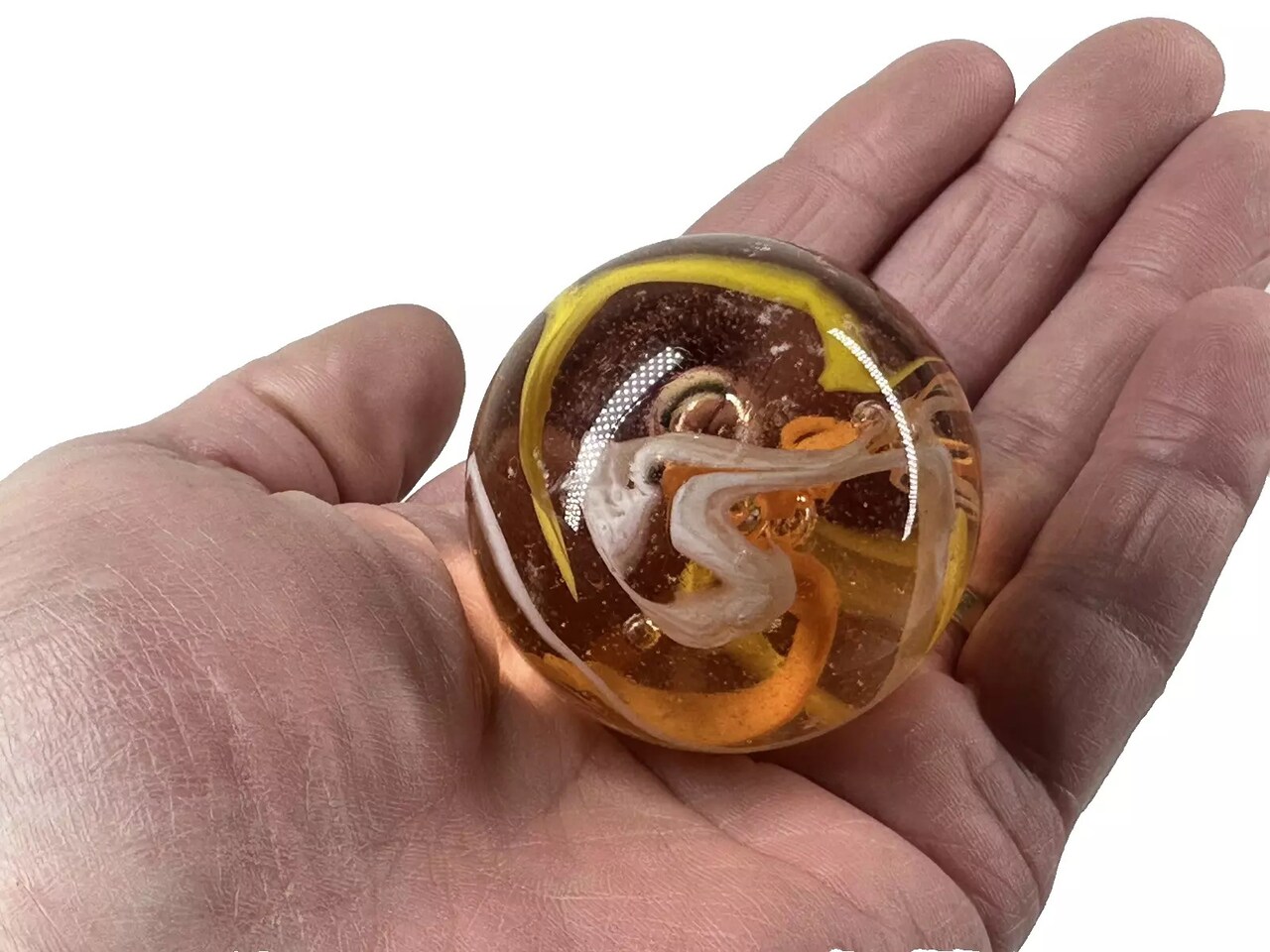 FIREFLY Toe Breaker 50mm (2") Orange/Yellow Marbles glass ball